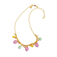 Ritzy Couture DeLuxe Pastel Egg Charm Necklace with Gold Chain and Crystals