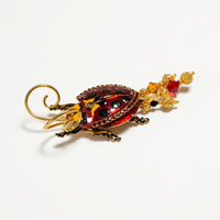 Lunch at The Ritz Ladybug Statement Pin Red Enamel Movable Wings 22k Gold-Plated