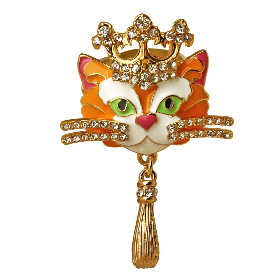 Ritzy Couture Princess Multi Color Tabby Cat Ring (Goldtone)