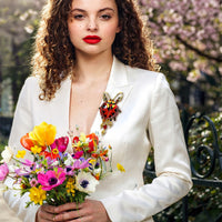 Lunch at The Ritz Ladybug Statement Pin Red Enamel Movable Wings 22k Gold-Plated