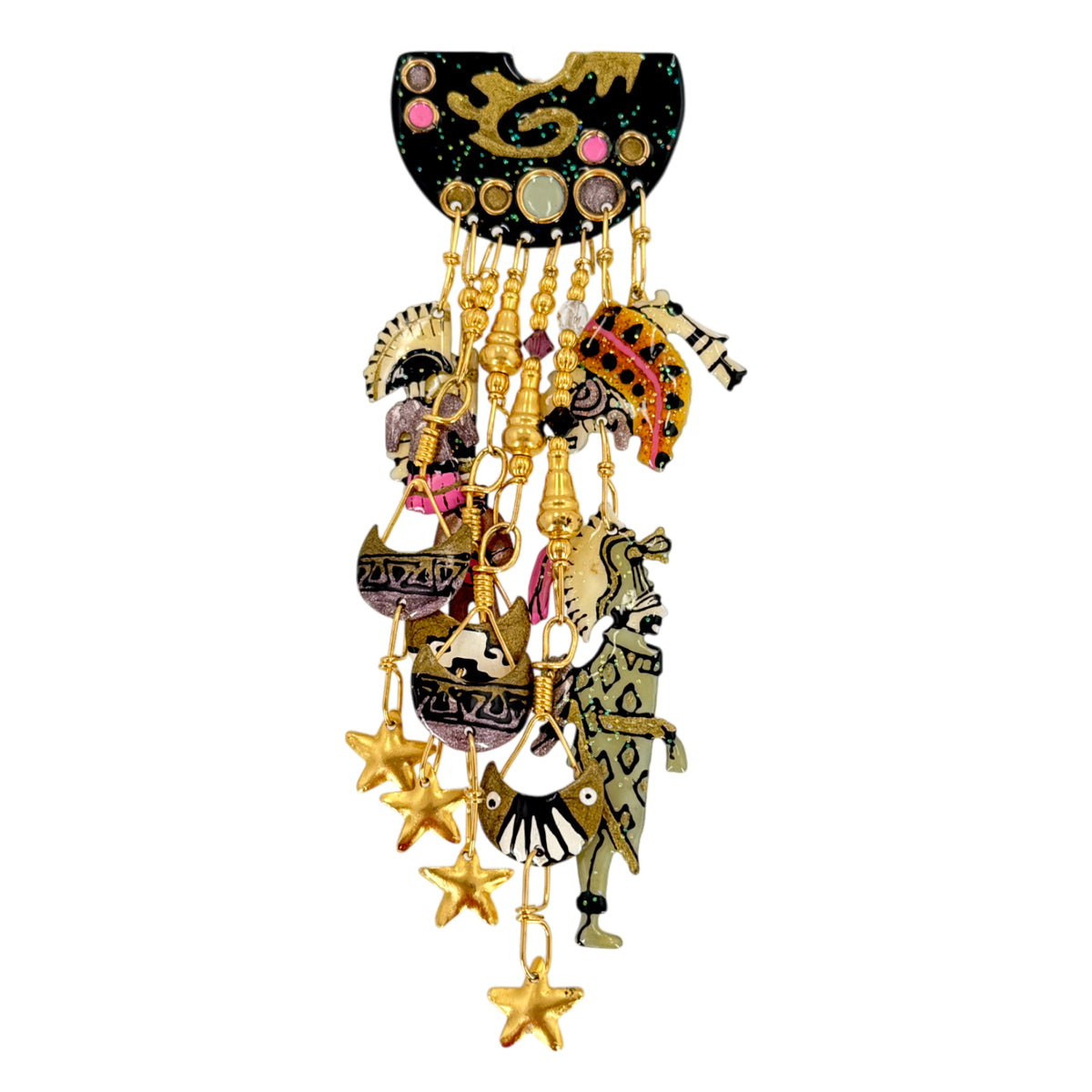 Lunch at The Ritz Aztec & Mayan Legacy Pin – Hand-Enameled Gold Statement Brooch