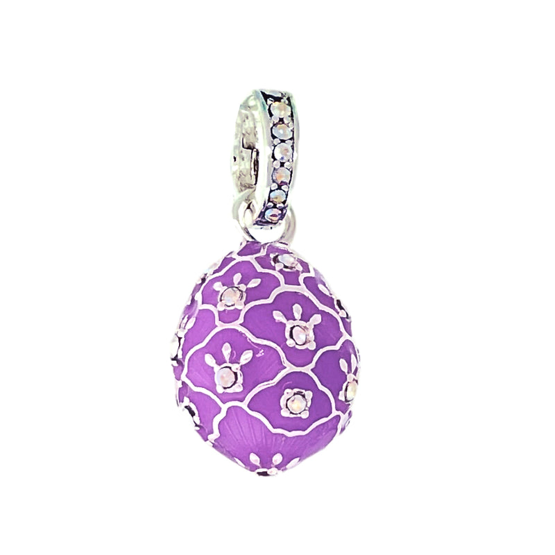 Lavender Easter Egg Enhancer Charm by Ritzy Couture DeLuxe-Fine Silver Plating