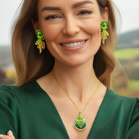 Clover Emerald St Patricks Earrings by Ritzy Couture DeLuxe - 18k Gold Plating