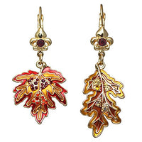 Ritzy Couture Oak & Maple Leaf Fall Foliage Leverback Earrings Goldtone Multicolor