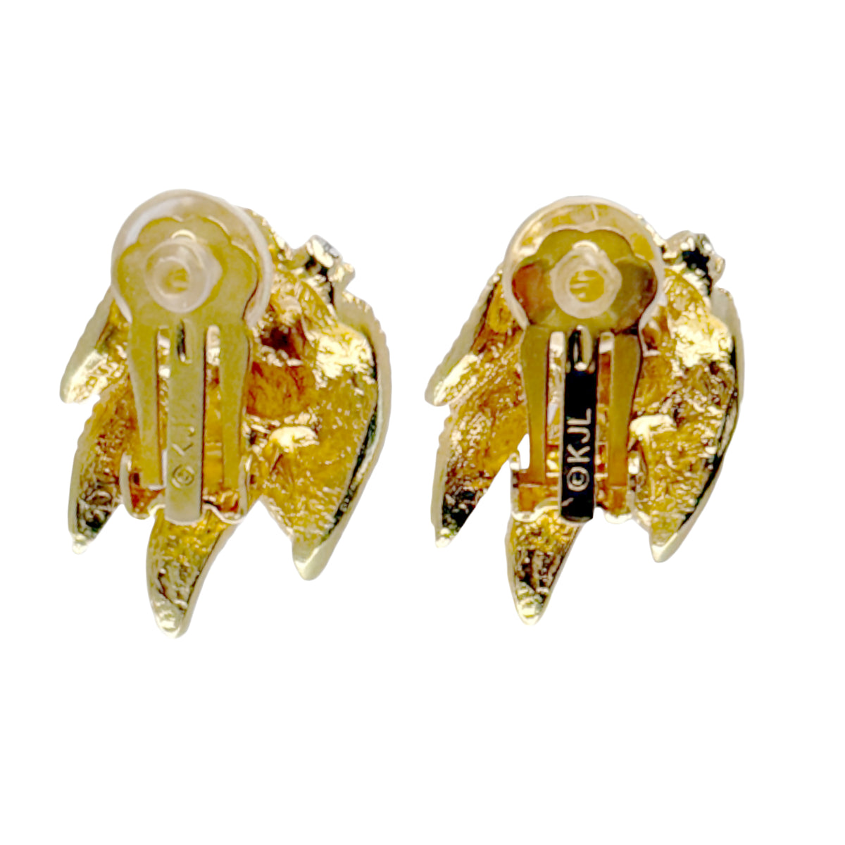 Kenneth Jay Lane Five-Leaf Crystal Pavé Clip-On Earrings in 22K Gold Elegance