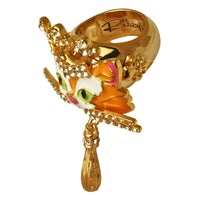 Ritzy Couture Princess Multi Color Tabby Cat Ring (Goldtone)