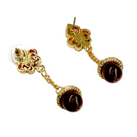 Ritzy Couture DeLuxe Autumn Acorn Brown Dangle Earrings - 22K Gold Plated Brass