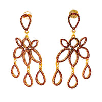 Oscar de la Renta Siam Red Crystal Floral Silhouette Post Earrings Gold-Tone