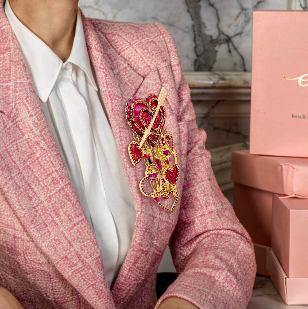 Vintage Lunch at The Ritz Wild at Heart Brooch Romantic Swarovski Statement Pin