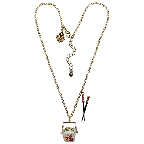 Ritzy Couture “Chinese To Go" Charm Necklace (Goldtone)