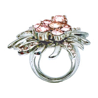 Oscar de la Renta Abstract Floral Ring with Peach Austrian Crystals, Size 6-7