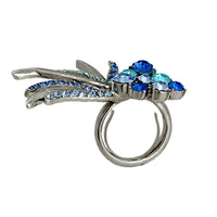 Oscar de la Renta Blue Comet Ring in Silvertone with Sapphire & Zircon Crystals