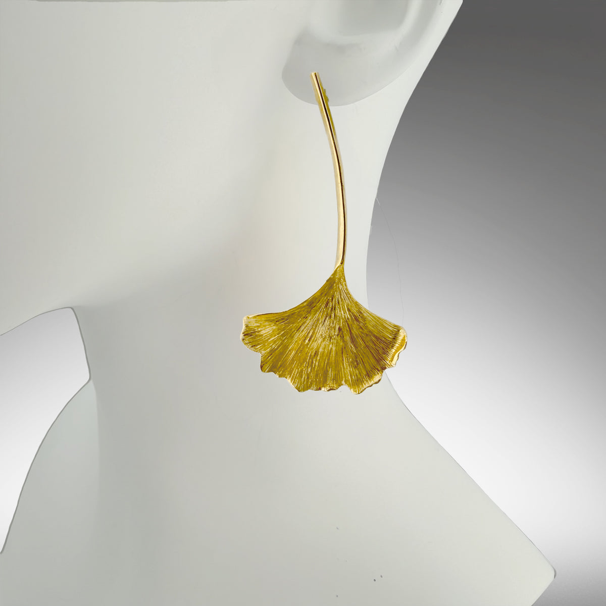 Oscar de la Renta Gorgeous Ginkgo Leaf Post Earrings in 22k Gold-Plated Finish