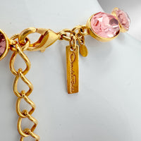 Oscar de la Renta Sherbet Multi-Color Austrian Crystal Necklace 22k Gold Plating