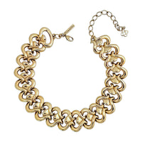 Oscar de la Renta Antique Gold-Plated Sculptural Link Necklace, Bold and Elegant