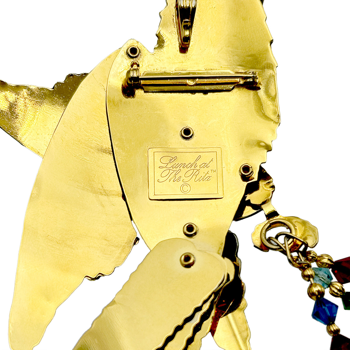 Vintage Lunch at The Ritz Macaw Parrot Brooch Moveable Enamel Statement Pin