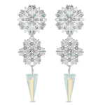 Crystal Winter Snow Flake Earrings by Ritzy Couture DeLuxe - Fine Silver Plating
