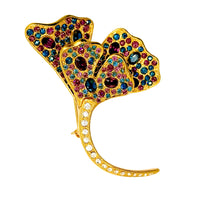 Kenneth Jay Lane Original Sample Multicolor Crystal Flower Brooch Gold Plated USA