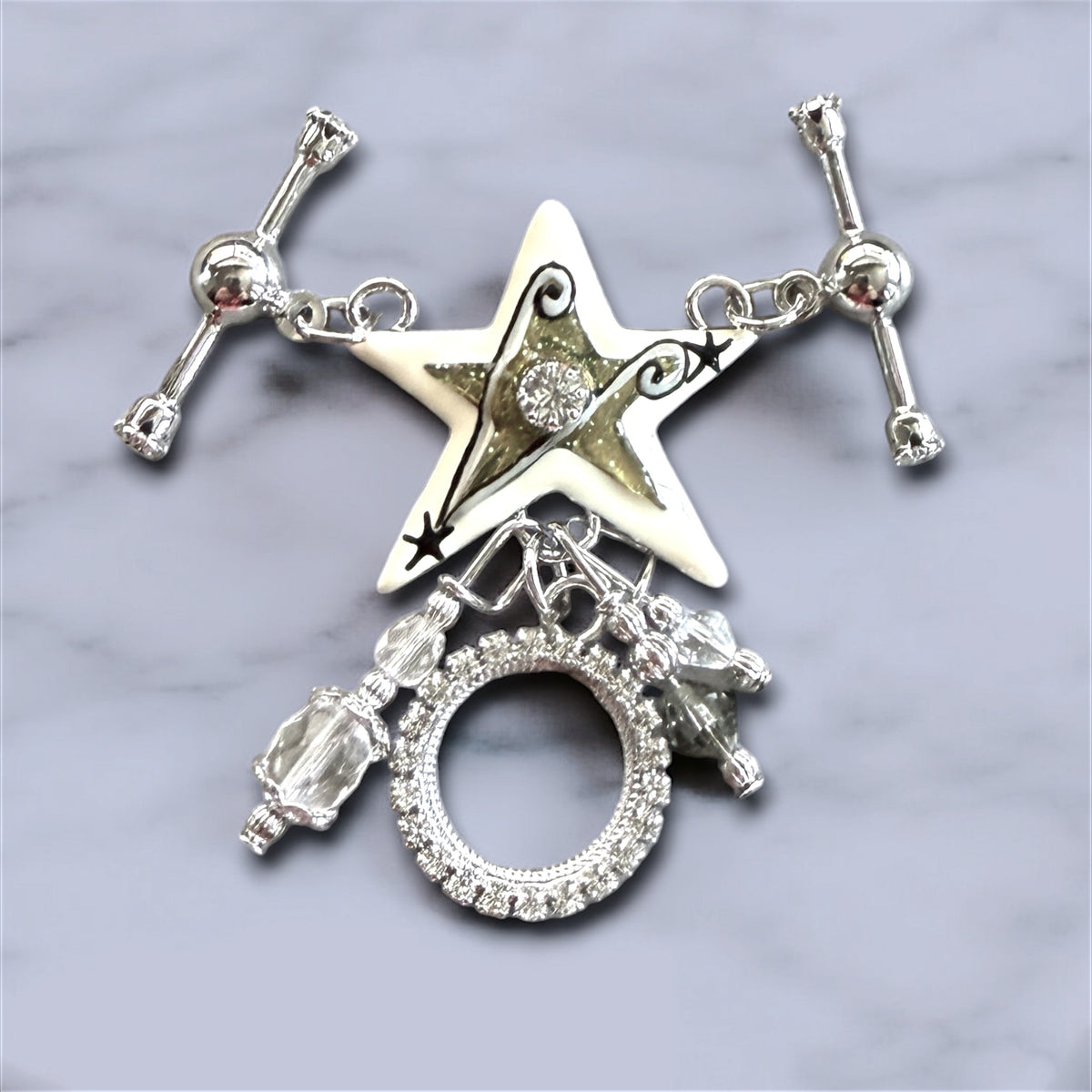 Lunch at The Ritz Star Twilight Toggle Link – Rhodium-Plated Crystal Charm