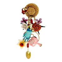 Lunch at The Ritz Garden Club Pin – Hand-Enameled Floral Fun Gardening Brooch