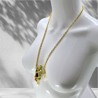 Kenneth Jay Lane Antique Gold Plate Swarovski Crystal Merman Mythology Necklace