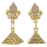 Ritzy Couture Pyramids Of Giza World Travel Women's Earrings - Antique Goldtone