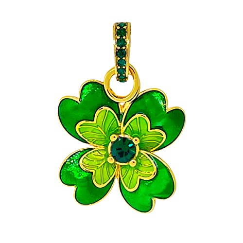 Lucky Clover St Patricks Enhancer Charm by Ritzy Couture DeLuxe-18k Gold Plating