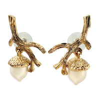 Oscar de la Renta White Acorn and Branch Earrings – Rare Original Sample