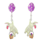 Adorable Easter Bunny and Egg Earrings Ritzy Couture DeLuxe - Fine Silver Plating