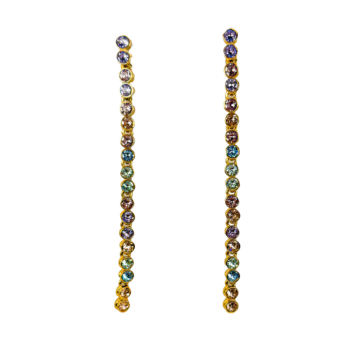 Oscar De La Renta 22k Gold Plated Pastel Multi Swarovski Crystal Post Earrings