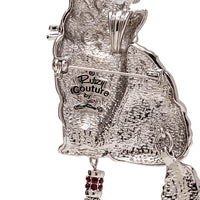 Ritzy Couture Princess Kitty White Cat Pin/Pendant (Silvertone)