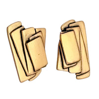 Oscar de la Renta Abstract Geometric Clip-On Earrings Antique Gold Rare Sample