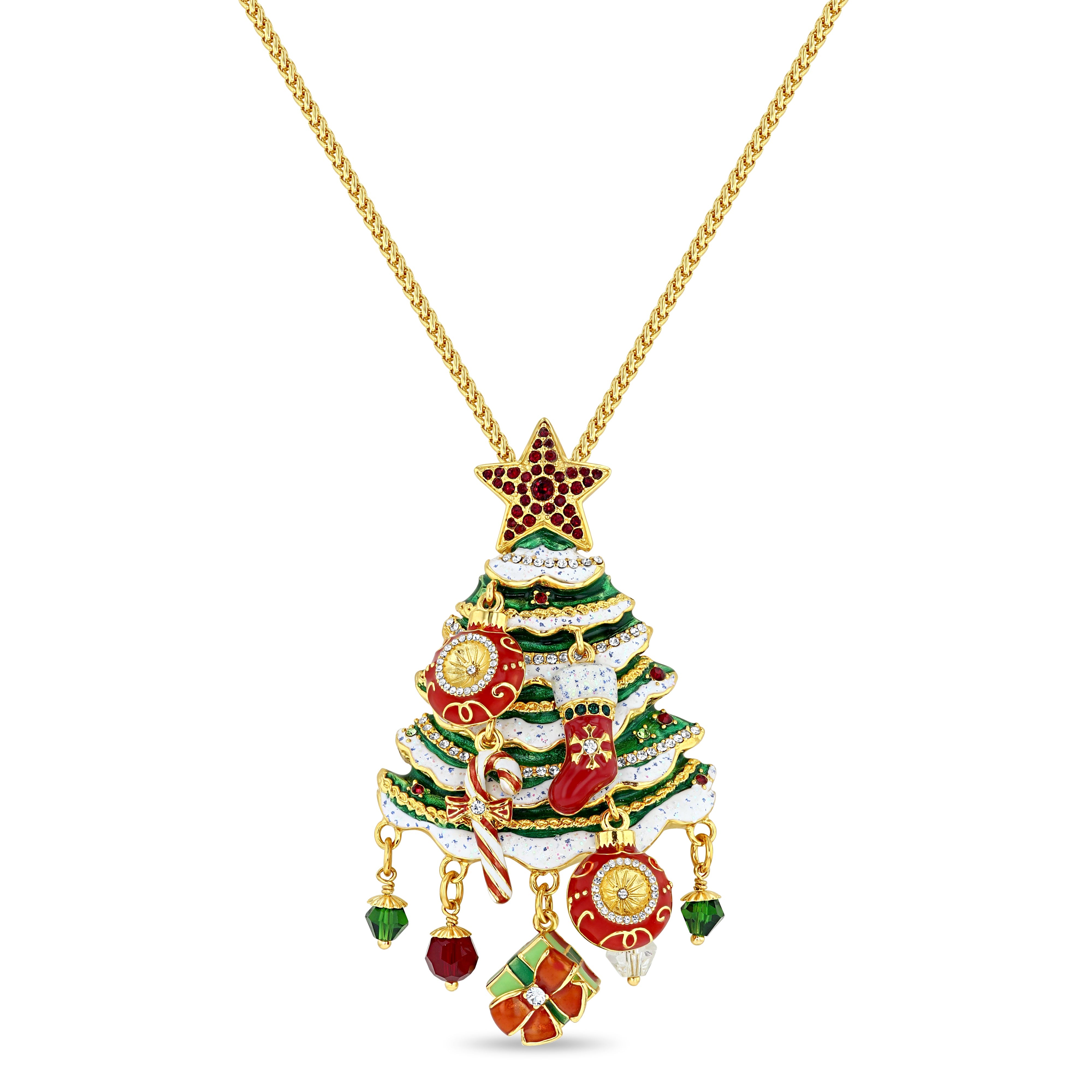 Christmas Tree Ornament Charm Pin by Ritzy Couture DeLuxe-18k Gold