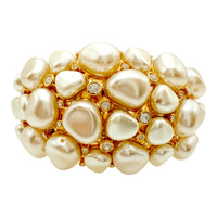 Kenneth Jay Lane Original Sample Grand Pearl Cluster Bracelet in Gold Plating USA