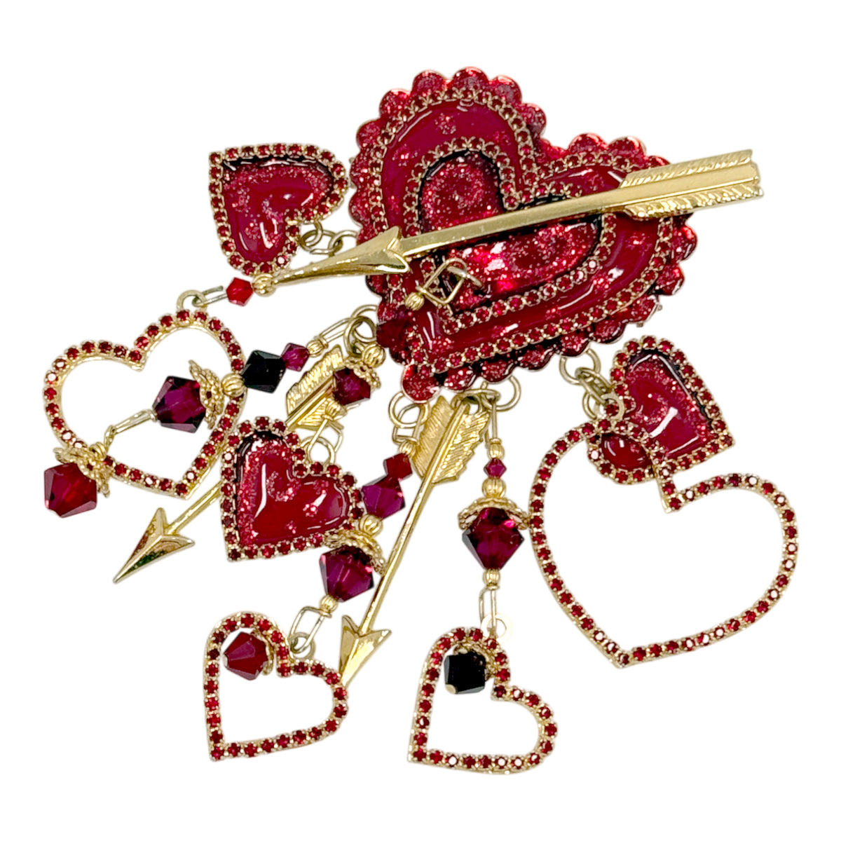 Vintage Lunch at The Ritz Wild at Heart Brooch Romantic Swarovski Statement Pin