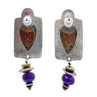 Tabra Jewelry 925 Sterling Silver Bronze Indian Garnet Handmade Silver Beads Post Earrings 00K541