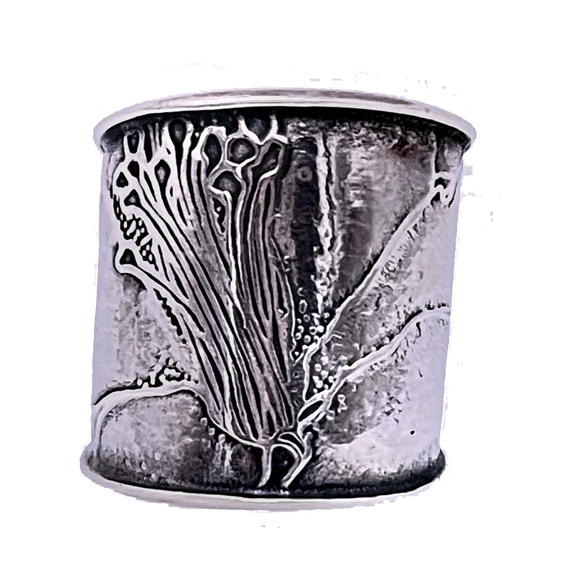 Tabra Jewelry 925 Sterling Silver Ancient Embossing Ring Size 7.5, OOK529