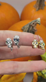 Exquisite Skull Halloween Leverback Earrings Ritzy Couture DeLuxe Silver Plating