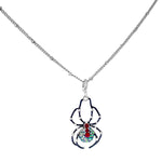 Ritzy Couture Spider Black AB Crystal Halloween Enhancer Pendant Necklace - Silvertone
