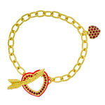 Hearts and Arrows Red Ombre Bracelet " 18k Gold Plating