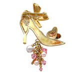 Lunch at The Ritz Embrace Hope Pink Ribbon & Butterfly Shoe Captivating Pin Goldtone