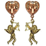 Ritzy Couture Valentine Cupid Earrings Drop Dangle Earrings for Women (Goldtone)