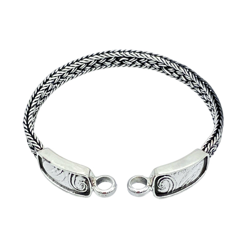 Tabra Jewelry 925 Sterling Silver Cast & Hand Woven Bracelet Connector Chain CB01