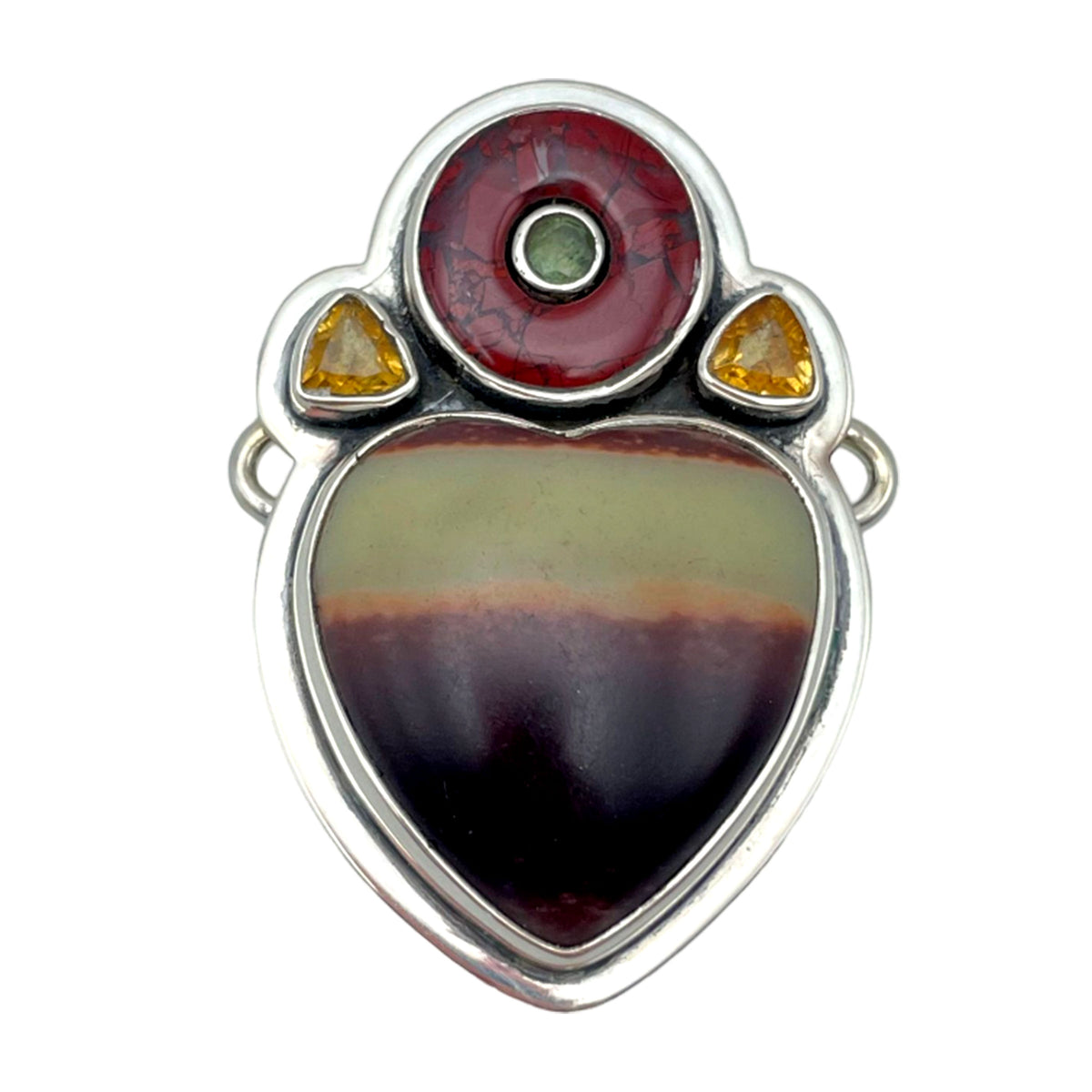 Tabra Jewelry Agate Jasper Donut Faceted Citrine Connector Charm 925 Silver 00K504