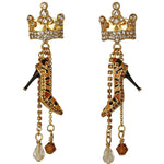 Crown Queen Shoe Shopping Dangle Clip Earrings For Women