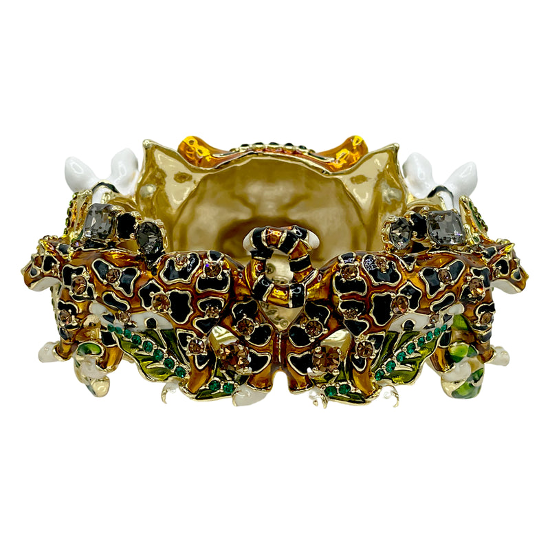 Ritzy Couture DeLuxe Wild Animal Hinged Cuff Bracelet 22k Gold Plated - Size Medium