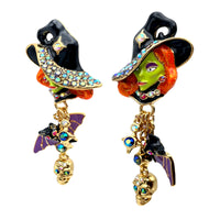 Spectacular Halloween Glamor Witch Earrings Ritzy Couture DeLuxe-18k Gold Plated