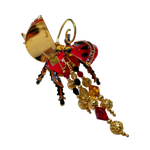 Lunch at The Ritz Ladybug Statement Pin Red Enamel Movable Wings 22k Gold-Plated