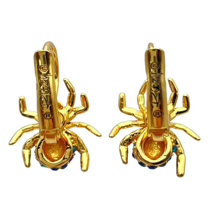 Spooky Spider Halloween Leverback Earrings Ritzy Couture DeLuxe 18k Gold Plating