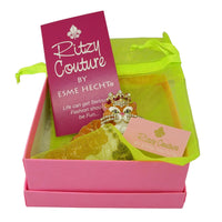 Ritzy Couture Princess Multi Color Tabby Cat Ring (Goldtone)